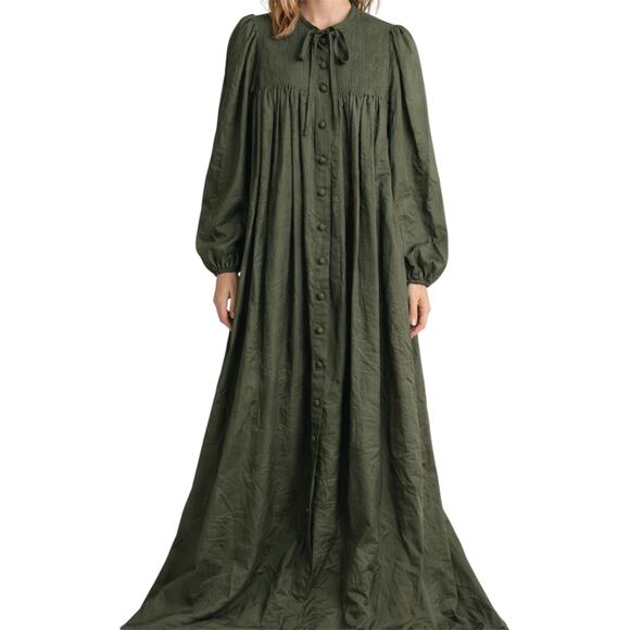 VTG Oscar De La Renta for Appel Maxi Dress Button Front Union Made Small Green